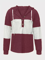 Color Block Drawstring Long Sleeve Hoodie