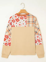 Floral Plaid Patchwork Casual Top