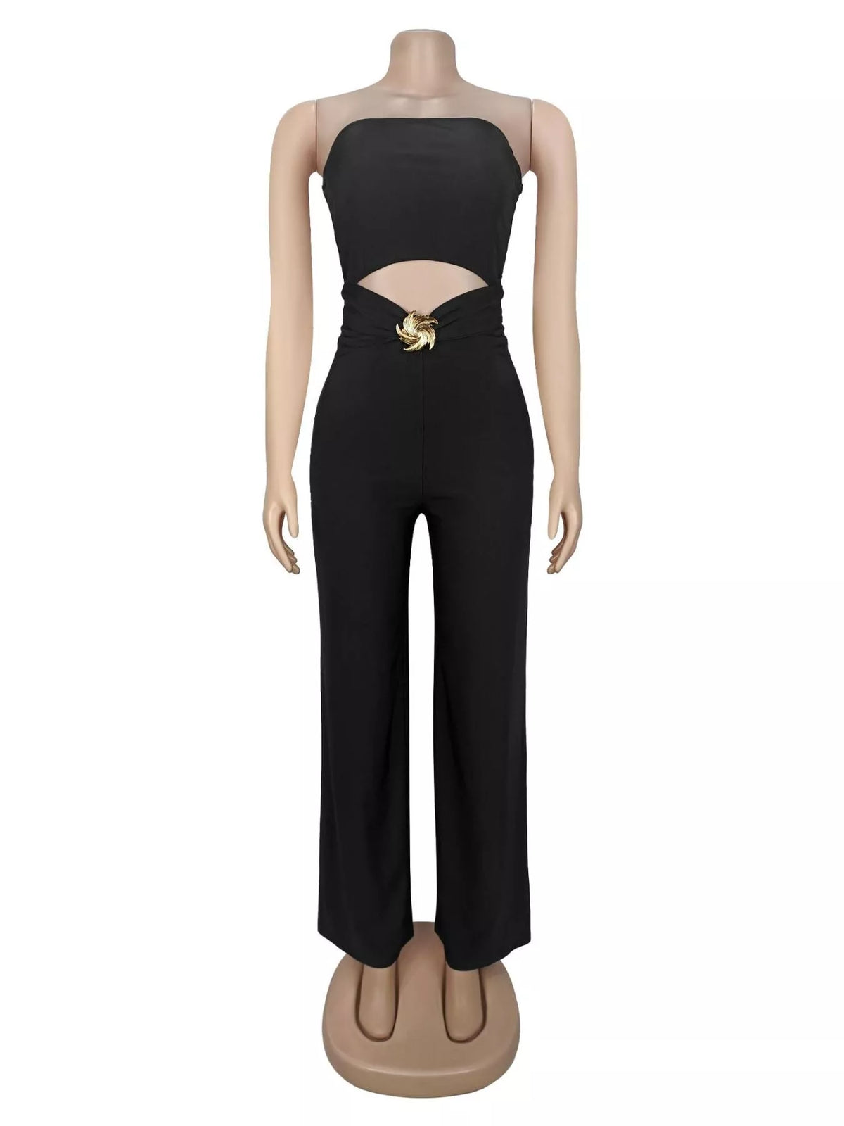 Strapless Cut-out Wide-Leg Jumpsuit