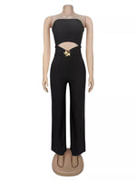 Strapless Cut-out Wide-Leg Jumpsuit