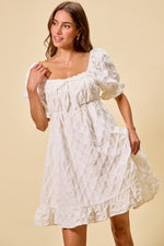 SO ME Texture Woven Ruching On Bust Mini Dress