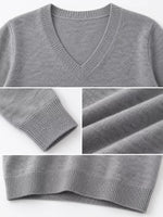 V-Neck Solid Color Sweater