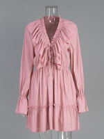Ruffled Flounce Sleeve Mini Dress