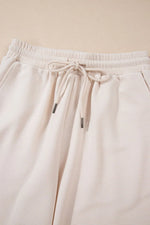 Textured Ruffled Sleeve Zipped Top and Wide Leg Pants Set