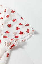 Sheer Heart Print Fitted Top
