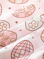 Children's Egg Print Pajama Set with Bow Accents