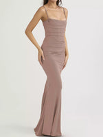Ruched Spaghetti Strap Bodycon Maxi Dress