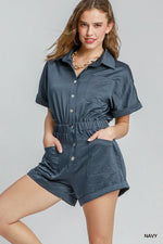 Umgee Button Down Charmeuse Romper