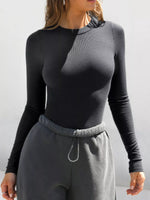 Long Sleeve Crop T-Shirt with Ribbed Texture