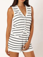 Striped Button-Front Vest and Shorts Set