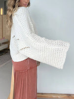 Openwork Batwing Sleeve Sweater