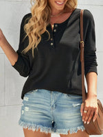 Waffle Knit Henley Top