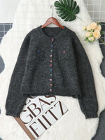 Button-Up Ribbed Hem Cardigan with Chest Pocket