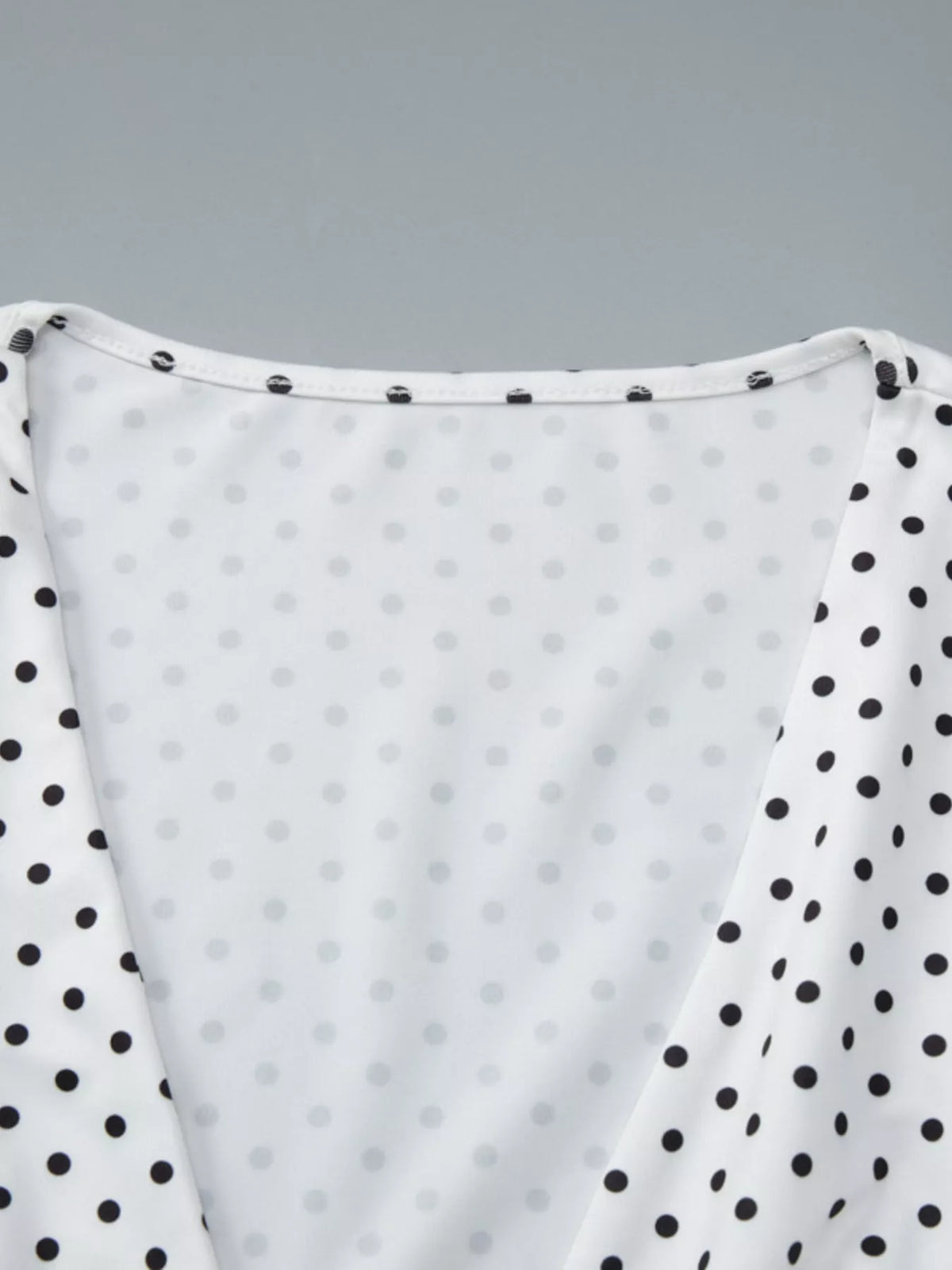 Polka Dot Ruched V-Neck Top