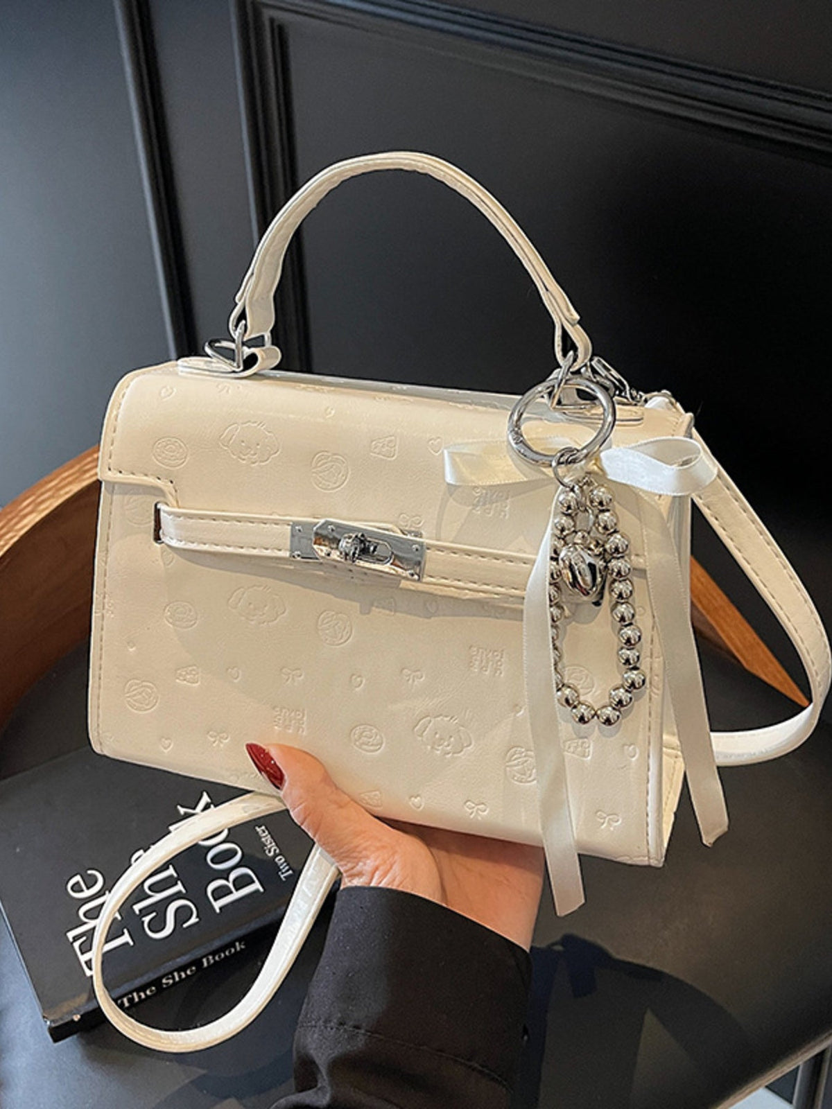 Embossed Pattern Flap Crossbody Bag