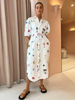 Printed Button Up Midi Shirt Dress