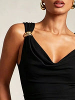 Cowl Neck Tank with Metal Ring Accents