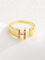 18K Gold-Plated Zircon Letter Ring