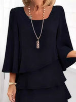 Full Size Ruffled Layered 3/4 Sleeve Dress Plus Size