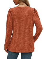 Ribbed Knit Top with Puff Sleeves