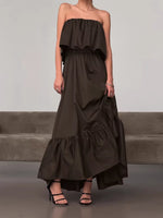 Off-Shoulder Ruffle Hem Maxi Dress