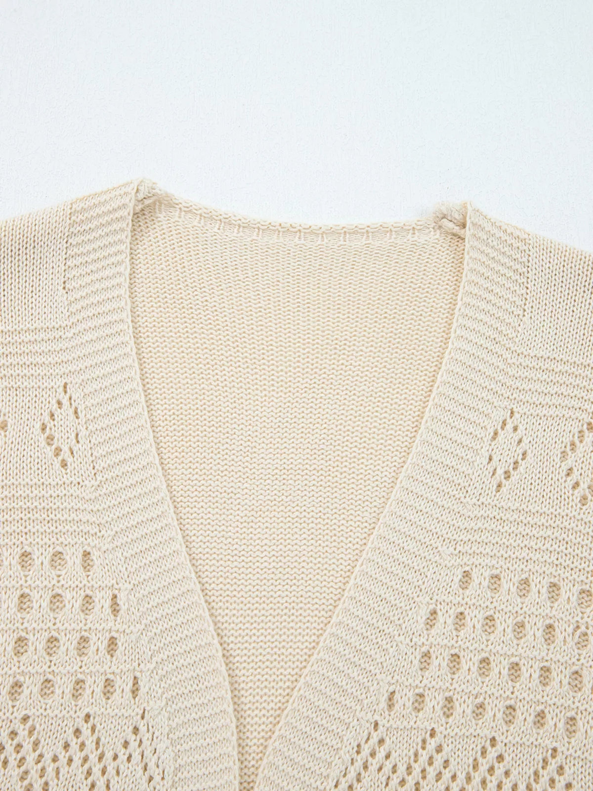 Hollowed Knit Open Front Cardigan