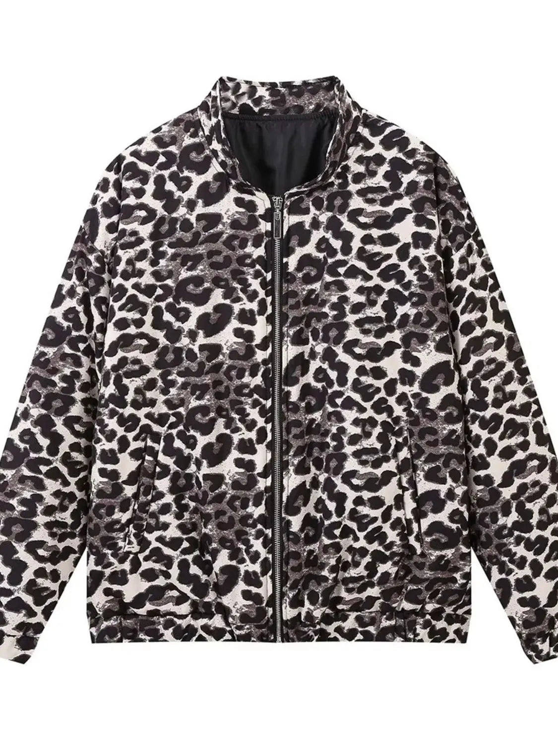 Leopard Print Oversized Bomber Jacket
