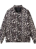 Leopard Print Oversized Bomber Jacket