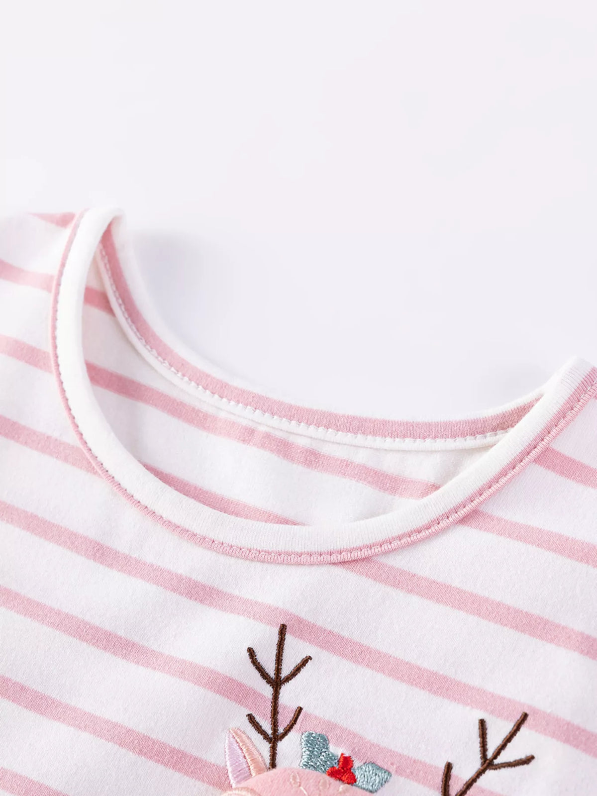 Children's Striped Tulle Dress with Reindeer Applique