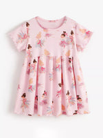 Children's Ballerina Print Short Sleeve Dress