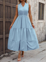 Notched Sleeveless Maxi Tank Dress