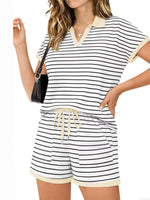 Striped Short Sleeve Polo and Shorts Set