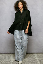 POL Button Down Half Dolman Sleeve Shirt