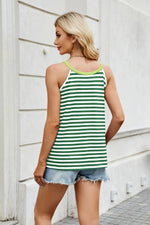 Contrast Striped Round Neck Cami