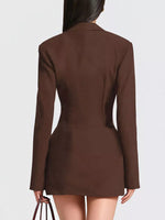Full Size Blazer-Style Long Sleeve Mini Dress Plus Size