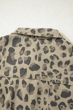 Leopard Print Seam Detail Button Down Denim Jacket
