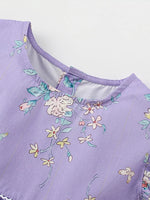 Children's Floral Print Ruffle Sleeve A-Line Dress