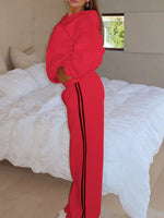 Zip Up Hoodie and Striped Pants Set