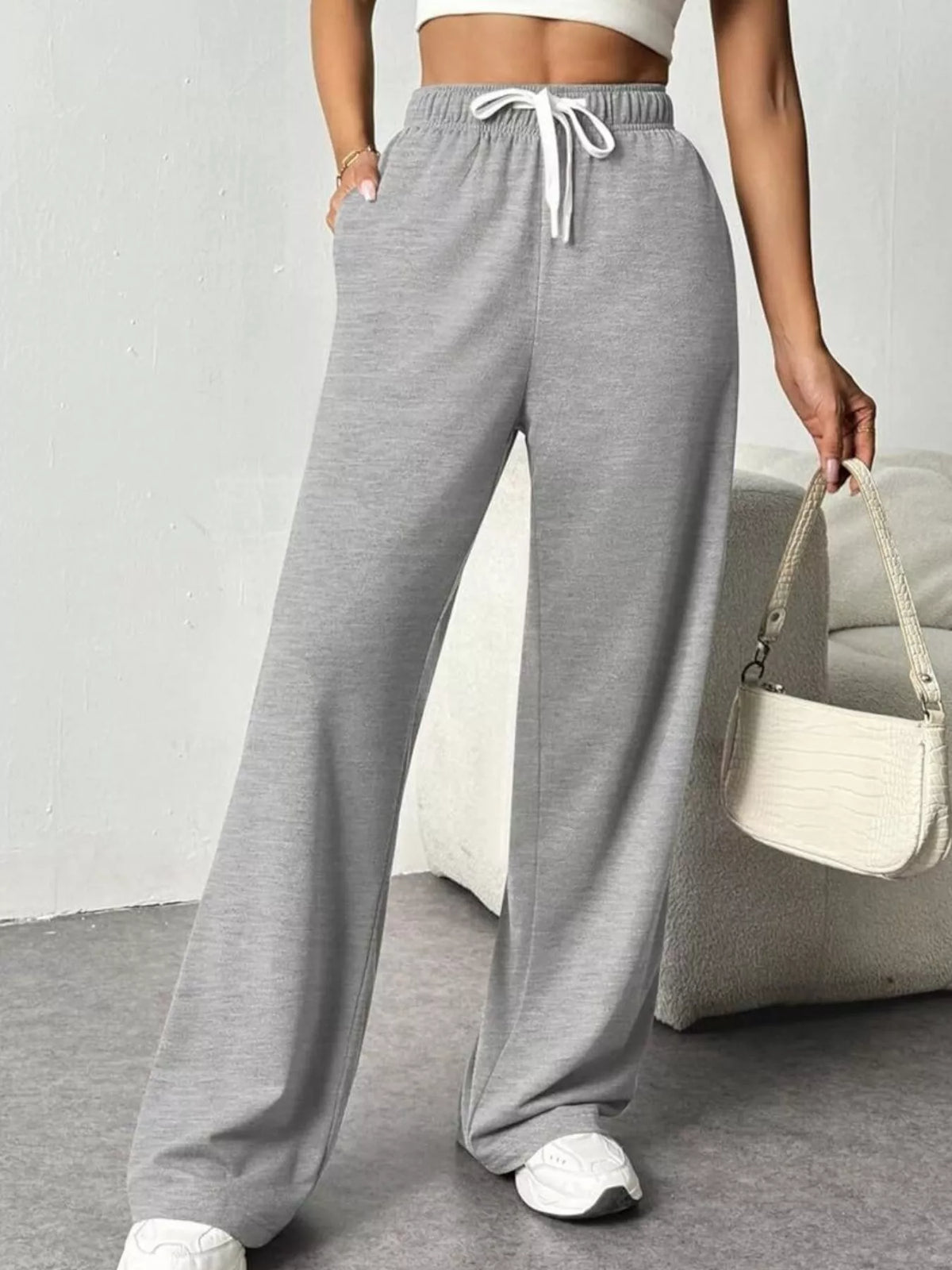 Drawstring Wide Leg Pants