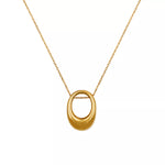 18K Gold-Plated Oval Pendant Necklace