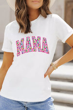 Full Size Floral Mama Graphic Casual Short Sleeve T-Shirt Plus Size