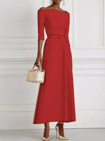 Elegant Off-Shoulder Belted Maxi Dress