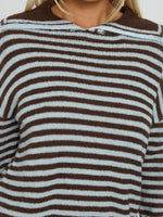 Striped Knit Dropped Shoulder Sweater