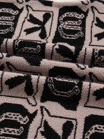 Bows & Horseshoes Pattern Round Neck Sweater