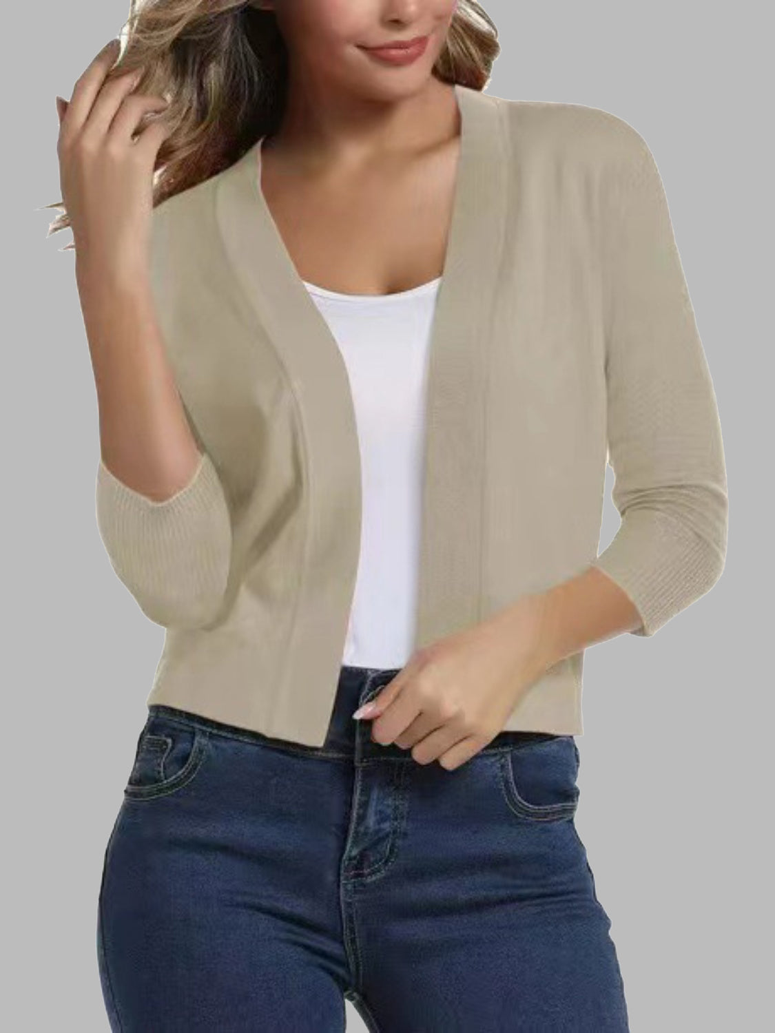 Viscose Blend Open Front Cardigan