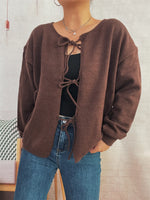 Tie Front Drop Shoulder Cardigan