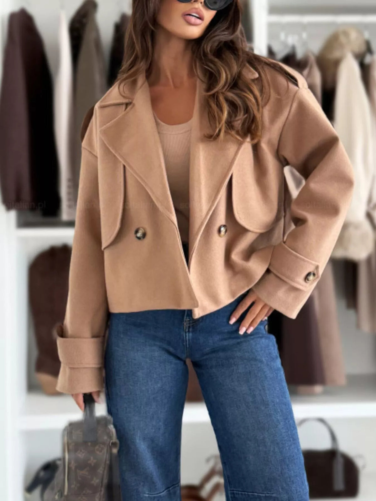 Double-Breasted Cropped Outerwear