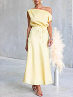 One-Shoulder Tied Midi Dress