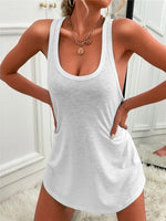 Casual Tank Mini Dress with Curved Hem