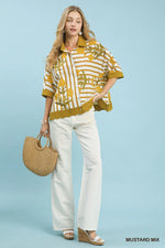 Umgee Mix Floral Stripe Button Down Top